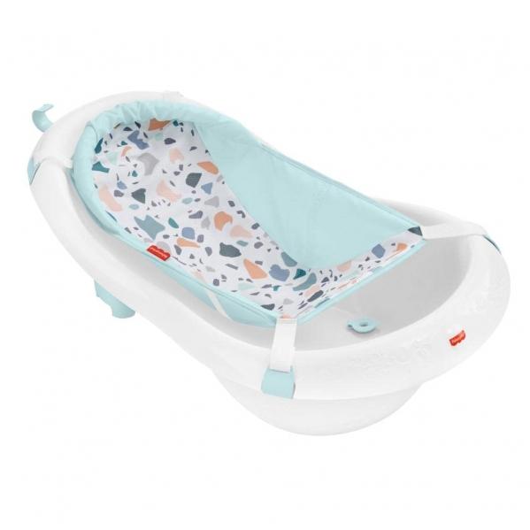 Fisher-Price Baby to Toddler Bath 4-In-1 Sling ‘N Seat Tub with Removable Infant Support and 2 Toys, Pacific Pebble 4-in-1 Sling 'n Seat Tub