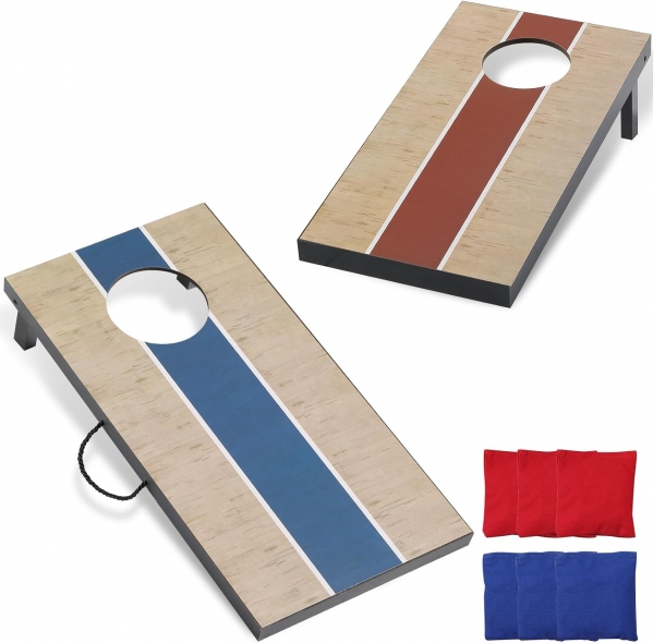 Cornhole Sets 2'x1' with 6 Bean Bags, Corn Hole Games for Adults Outdoor Bean Bag Toss Game, MDF Wood